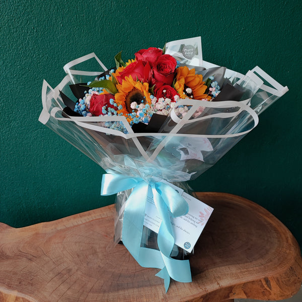 Fun Sunflower Roses Baby Bouquet