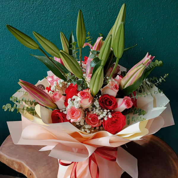 Roses and Lily Bouquet