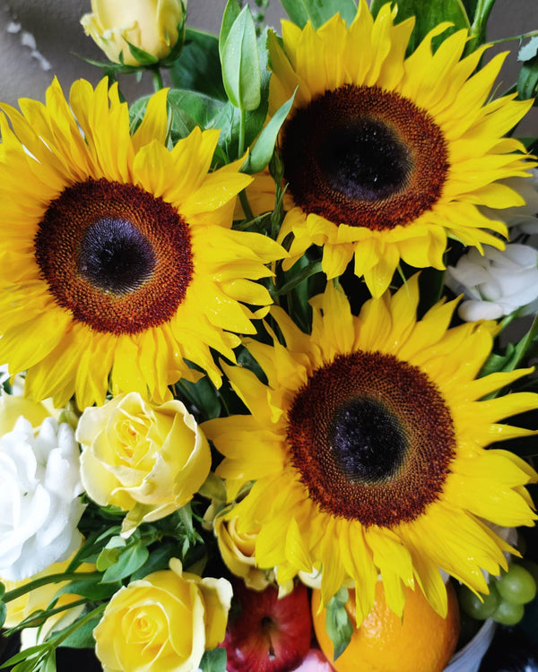 Sunflower & Grapes Fruit Basket